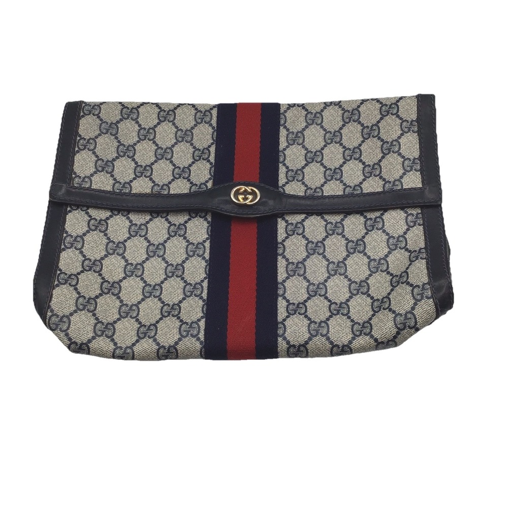Vintage Gucci Parfums Ophidia Supreme Web Stripe Monogram Clutch Portfolio Bag